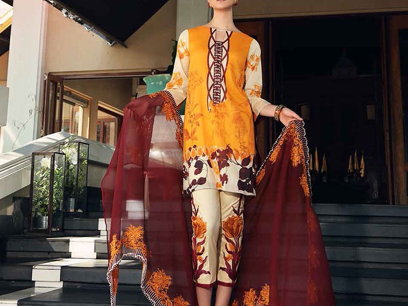 Embroidered EID Lawn Dress with Digital Print Diamond Lawn Dupatta