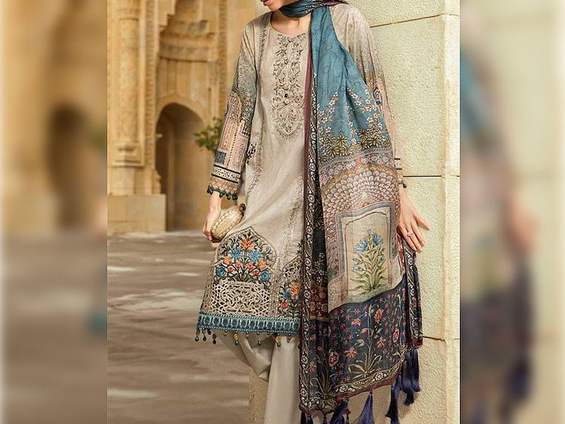 Digital All-Over Chunri Print Lawn Dress with Diamond Dupatta