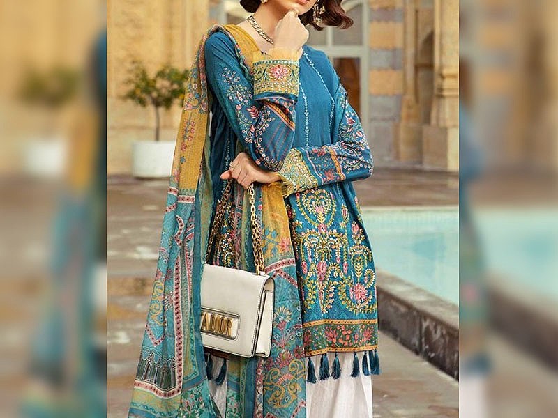 Digital All-Over Chunri Print Lawn Dress with Diamond Dupatta