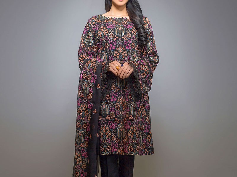 All-Over Print Embroidered Lawn Suit 2024 with Chiffon Dupatta