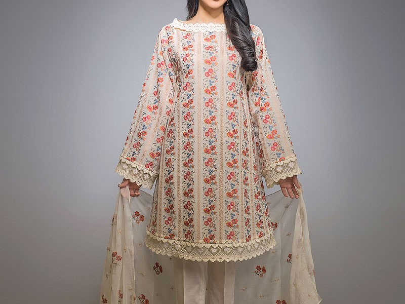 All-Over Print Embroidered Lawn Suit 2024 with Chiffon Dupatta