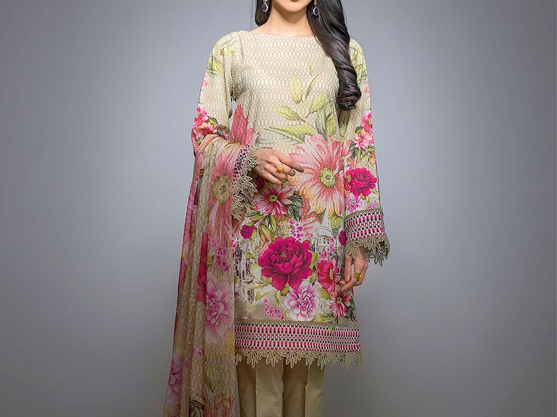 All-Over Print Embroidered Lawn Suit 2024 with Chiffon Dupatta