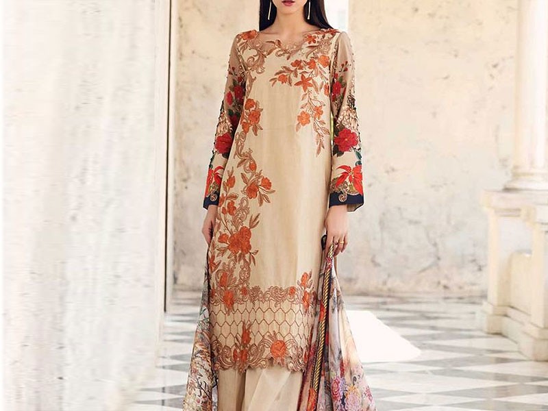 Luxury Embroidered Lawn Dress 2024 with Bamber Chiffon Dupatta