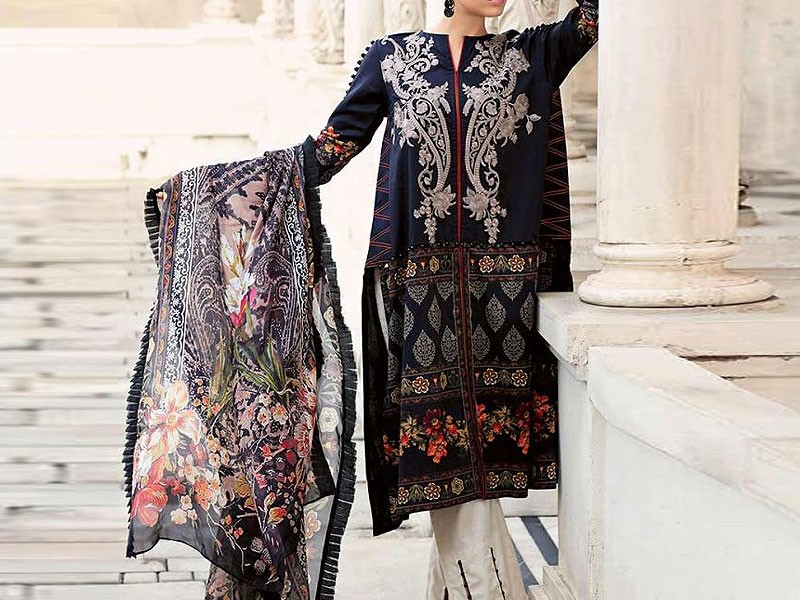 Luxury Embroidered Lawn Dress 2024 with Bamber Chiffon Dupatta