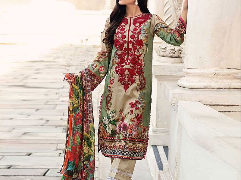 Luxury Embroidered Lawn Dress 2024 with Bamber Chiffon Dupatta