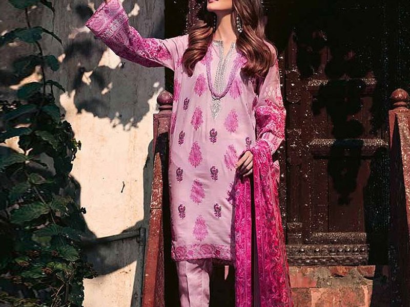 Luxury Embroidered Lawn Dress 2024 with Bamber Chiffon Dupatta