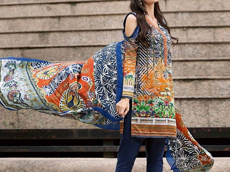 Luxury Embroidered Lawn Dress 2024 with Bamber Chiffon Dupatta