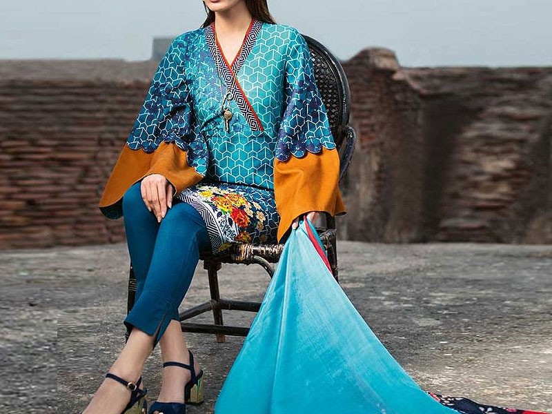 Luxury Embroidered Lawn Dress 2024 with Bamber Chiffon Dupatta