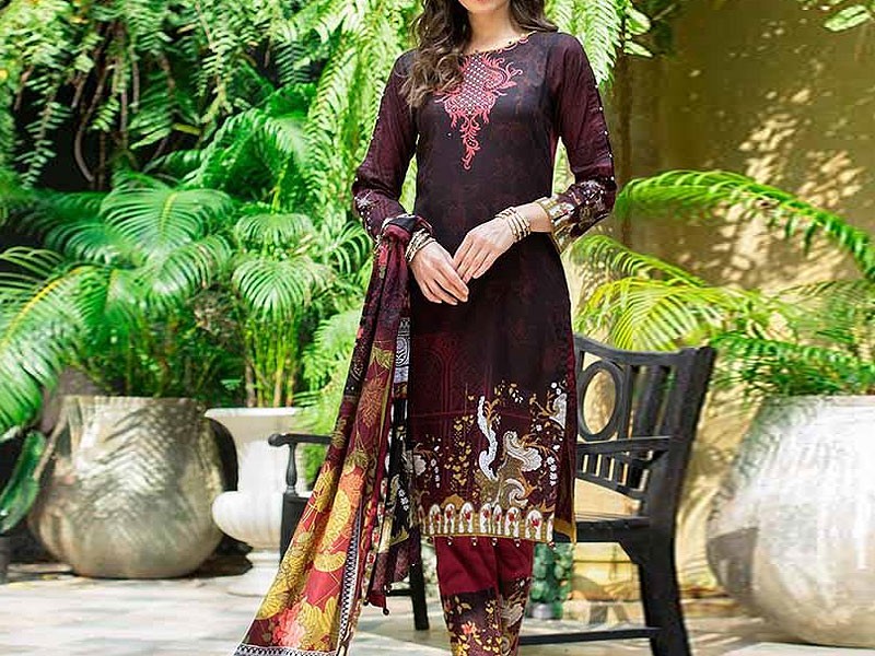 All-Over Print Embroidered Lawn Suit 2024 with Chiffon Dupatta