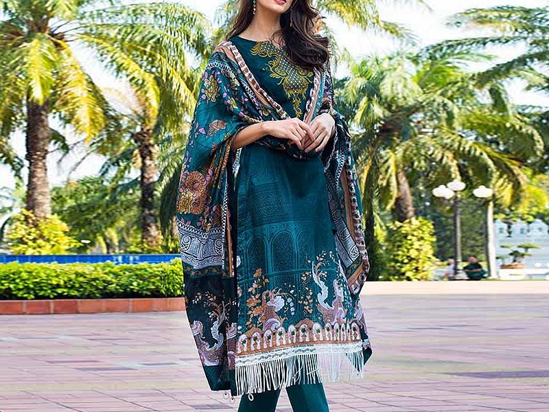 All-Over Print Embroidered Lawn Suit 2024 with Chiffon Dupatta