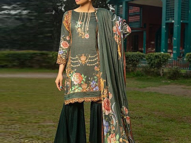 All-Over Print Embroidered Lawn Suit 2024 with Chiffon Dupatta