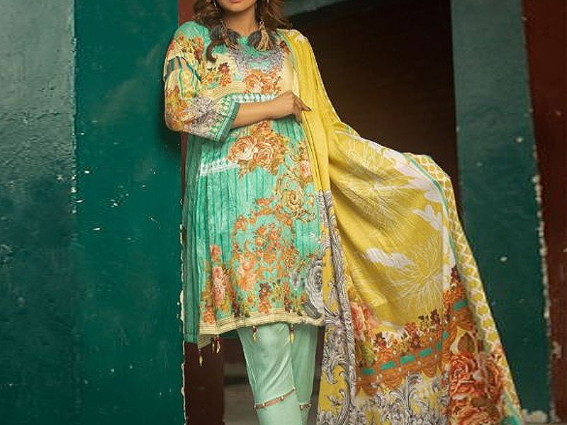 All-Over Print Embroidered Lawn Suit 2024 with Chiffon Dupatta