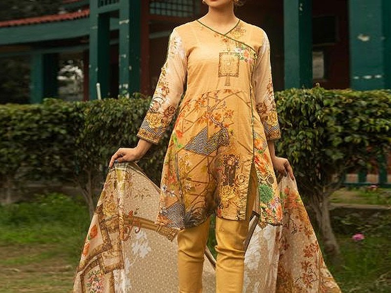 All-Over Print Embroidered Lawn Suit 2024 with Chiffon Dupatta