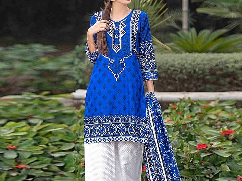 All-Over Print Embroidered Lawn Suit 2024 with Chiffon Dupatta