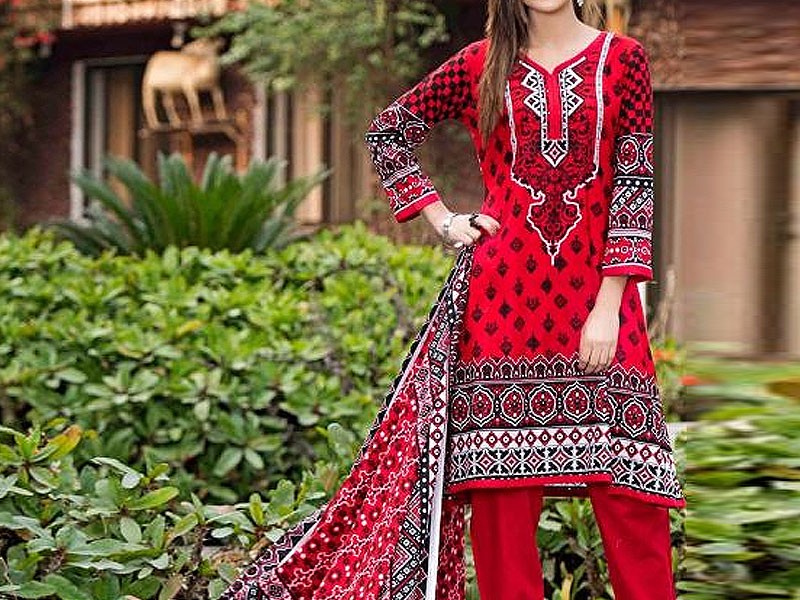 All-Over Print Embroidered Lawn Suit 2024 with Chiffon Dupatta