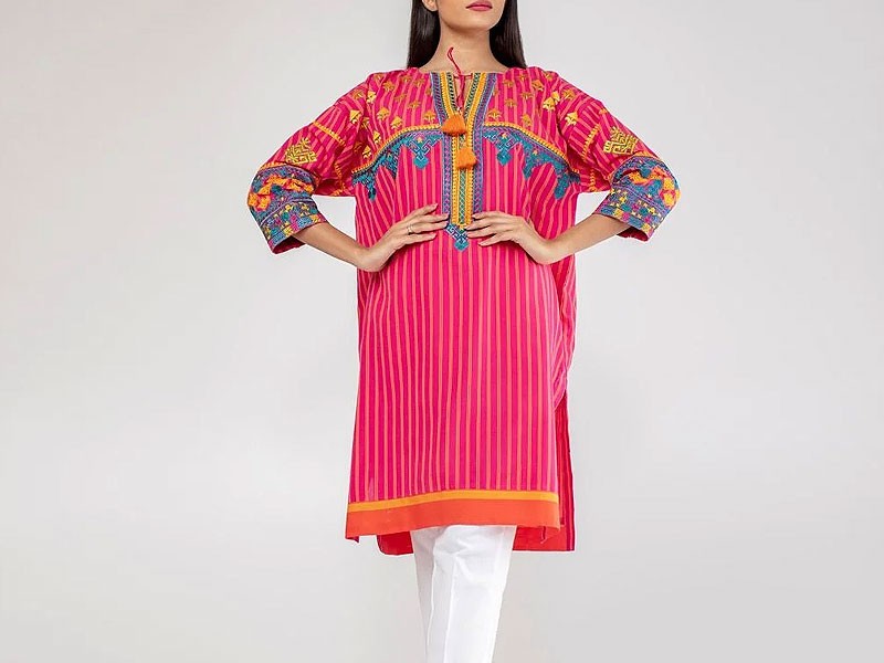 All-Over Print Embroidered Lawn Dress 2024 with Chiffon Dupatta