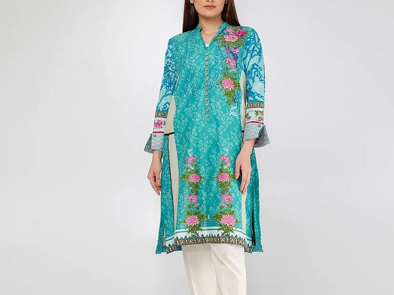 All-Over Print Embroidered Lawn Dress 2024 with Chiffon Dupatta