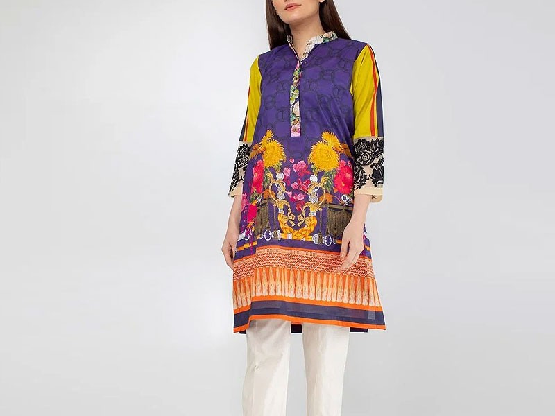 All-Over Print Embroidered Lawn Dress 2024 with Chiffon Dupatta