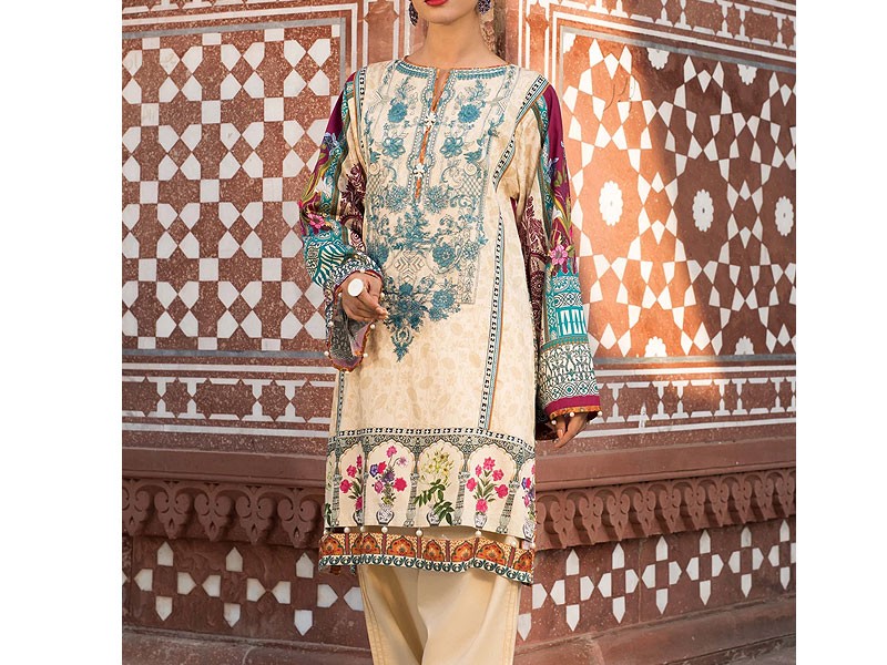 Digital Print 2-Piece Zari Linen Suit 2023