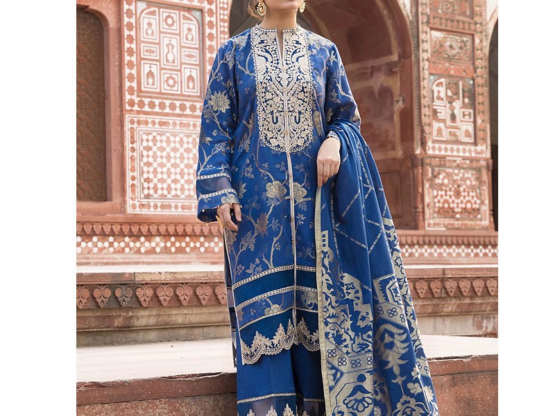 Digital Print 2-Piece Zari Linen Suit 2023