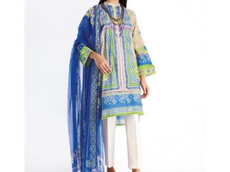 Traditional Style 2-Piece Sequins Embroidered Lawn Dress 2024