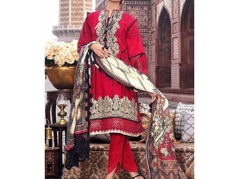 Digital All-Over Chunri Print Lawn Dress with Diamond Dupatta