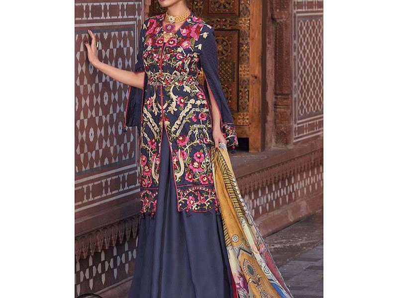 Ethnic Sequins Embroidered 2-Piece Black Cotton Lawn Dress