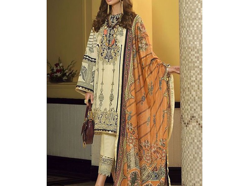 Digital All-Over Chunri Print Lawn Dress with Diamond Dupatta