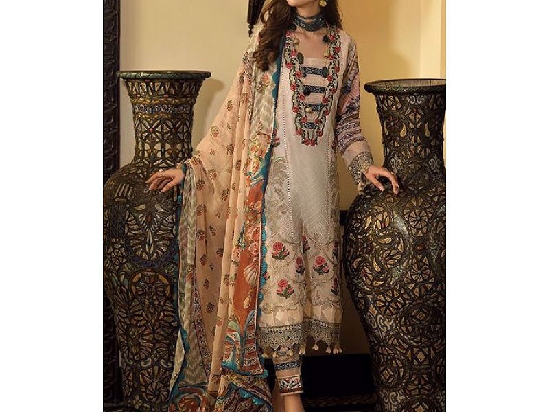 Digital All-Over Chunri Print Lawn Dress with Diamond Dupatta