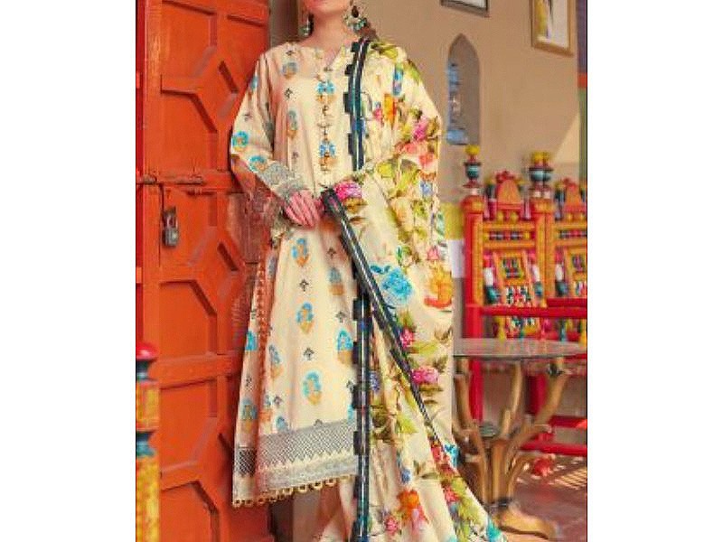 Digital All-Over Chunri Print Lawn Dress with Diamond Dupatta