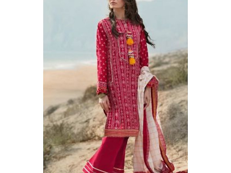 Digital All-Over Chunri Print Lawn Dress with Diamond Dupatta