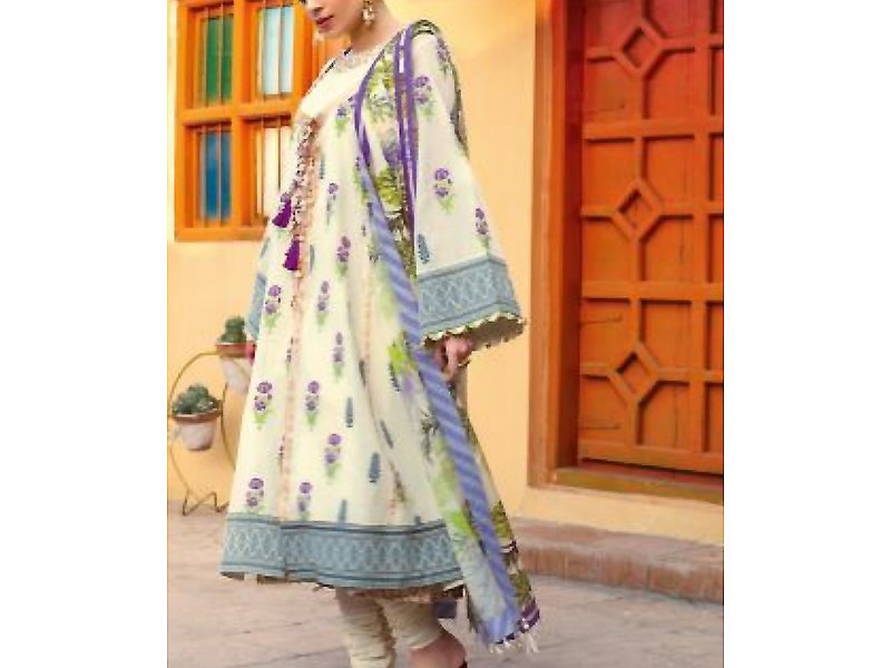 Digital All-Over Chunri Print Lawn Dress with Diamond Dupatta