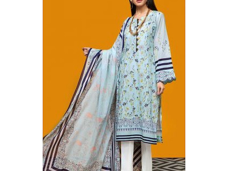 Digital All-Over Chunri Print Lawn Dress with Diamond Dupatta