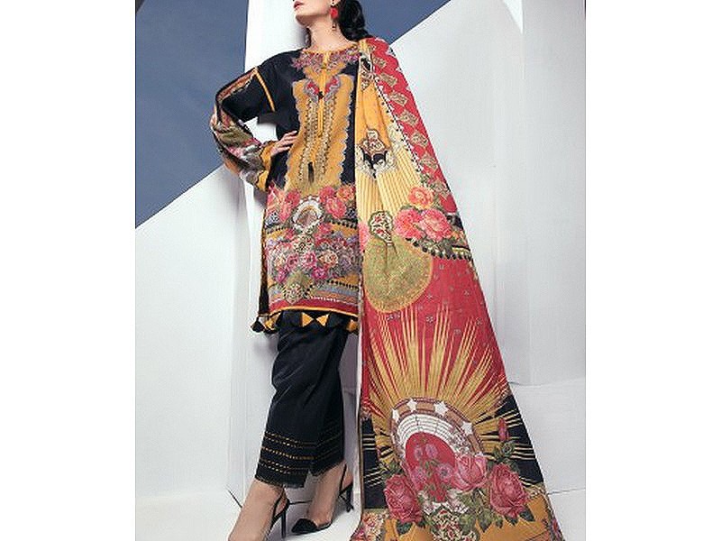 Digital All-Over Chunri Print Lawn Dress with Diamond Dupatta