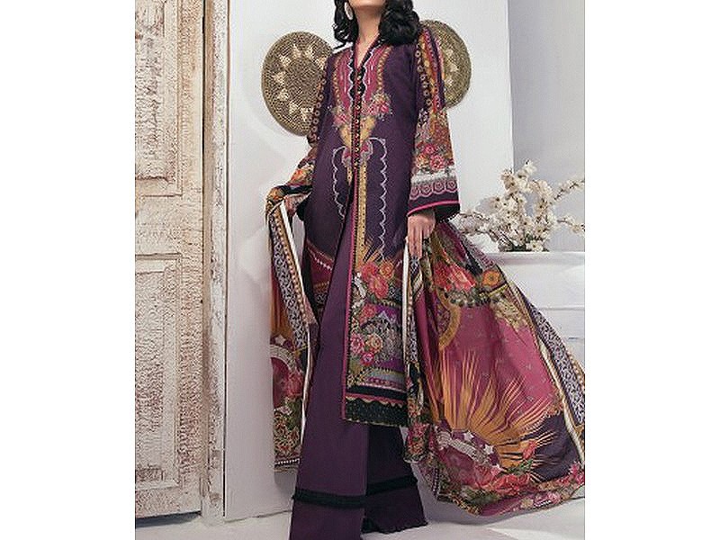 Digital All-Over Chunri Print Lawn Dress with Diamond Dupatta