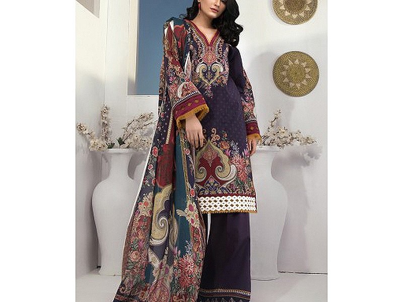 Digital All-Over Chunri Print Lawn Dress with Diamond Dupatta