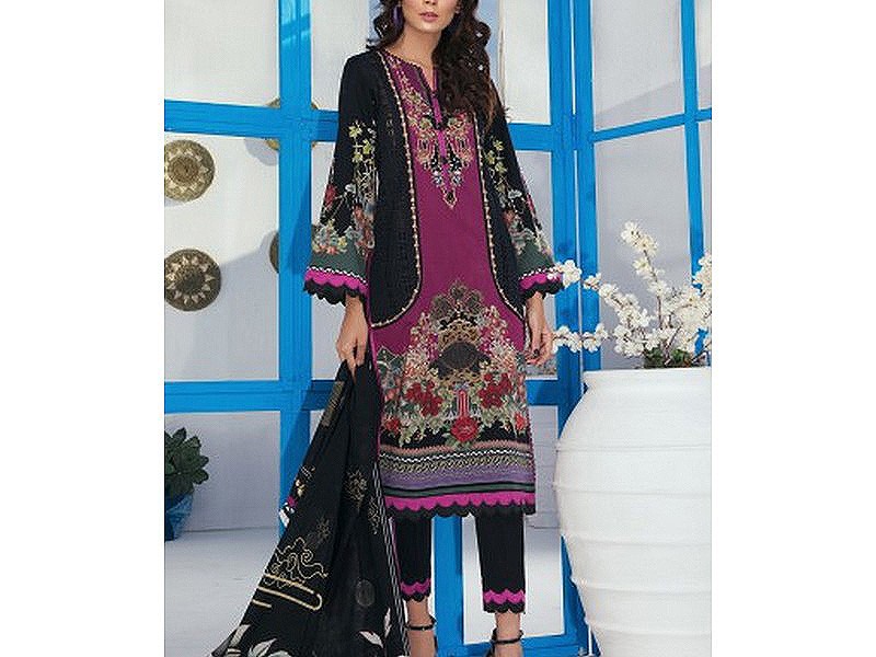 Digital All-Over Chunri Print Lawn Dress with Diamond Dupatta