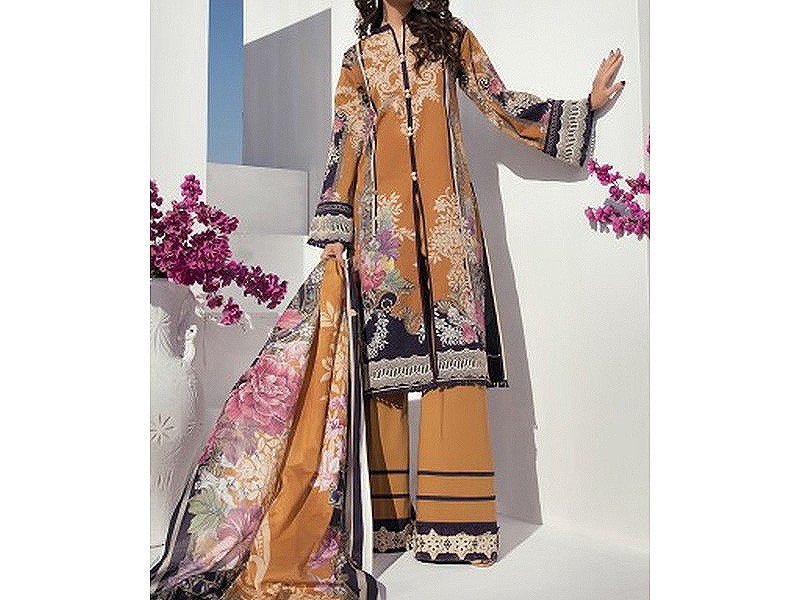 Digital All-Over Chunri Print Lawn Dress with Diamond Dupatta