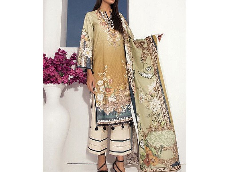 Digital All-Over Chunri Print Lawn Dress with Diamond Dupatta