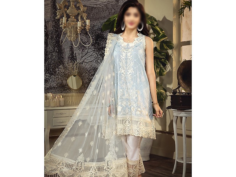 Elegant Sequins Embroidered Lawn Suit 2024 with Diamond Organza Dupatta