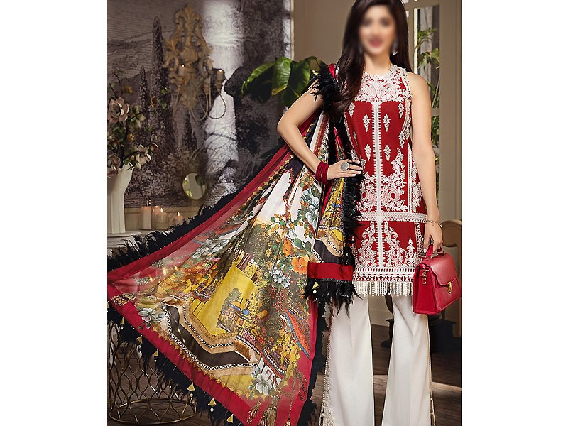 Elegant Sequins Embroidered Lawn Suit 2024 with Diamond Organza Dupatta