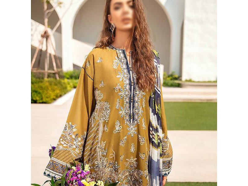 Digital All-Over Chunri Print Lawn Dress with Diamond Dupatta