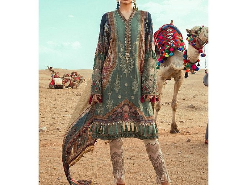 Elegant 2-Piece Embroidered Lawn Dress 2024