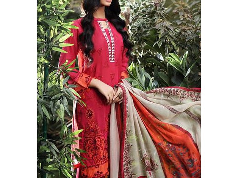 Digital All-Over Chunri Print Lawn Dress with Diamond Dupatta