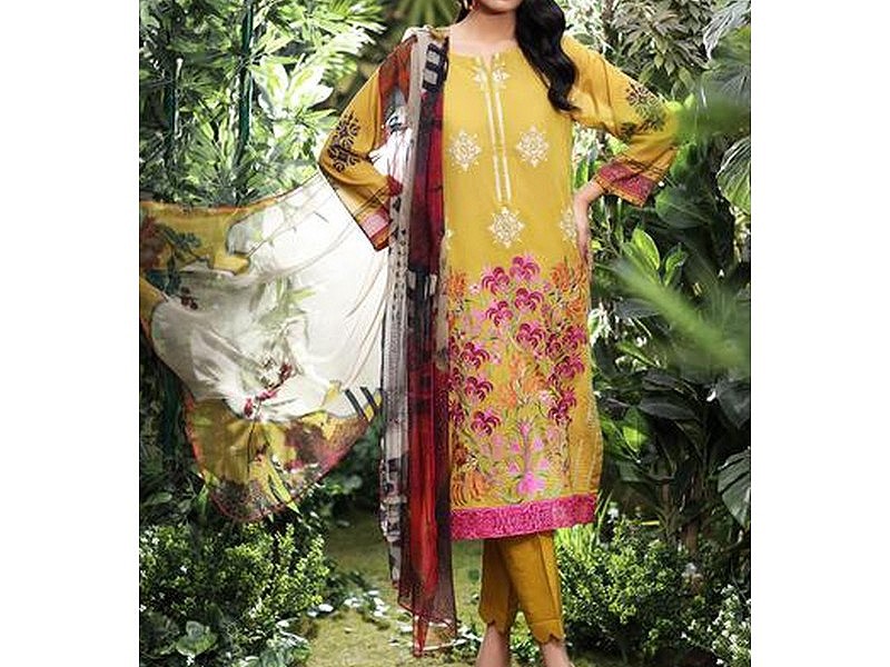 Digital Print Lawn Dress Sui Dhaga Collection 2022 with Bamber Chiffon Dupatta