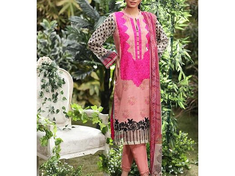 Digital All-Over Chunri Print Lawn Dress with Diamond Dupatta