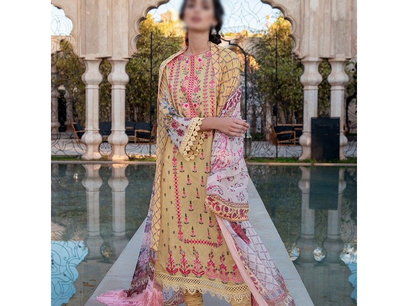 All-Over Print Embroidered Lawn Suit 2024 with Chiffon Dupatta