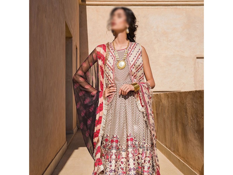 All-Over Print Embroidered Lawn Suit 2024 with Chiffon Dupatta