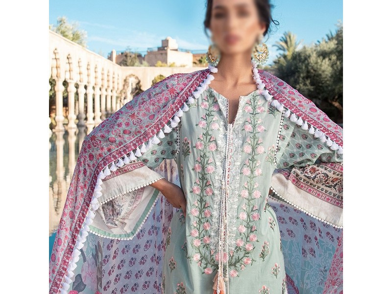 All-Over Print Embroidered Lawn Suit 2024 with Chiffon Dupatta