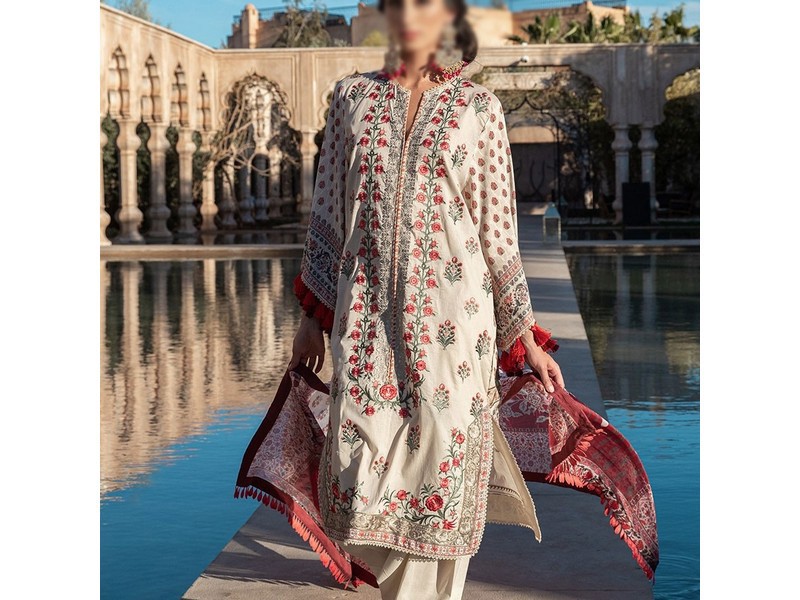 All-Over Print Embroidered Lawn Suit 2024 with Chiffon Dupatta